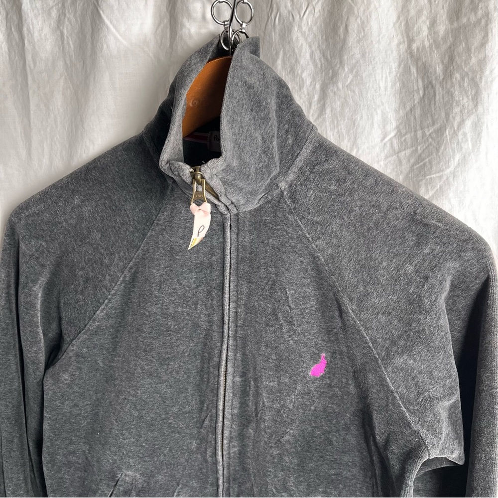 Paul Smith Pink Women M Medium Grey Velour Hoodie Jacket Full Zip Y2K Vintage - Picture 2 of 16